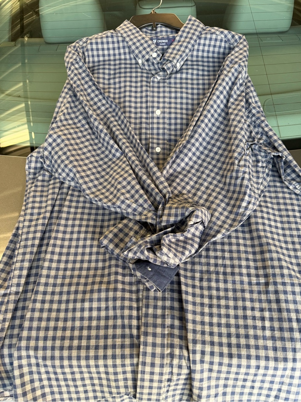 NWT Cremieux Classics Men's Blue & Grey Gingham Button-Down Shirt - XXL